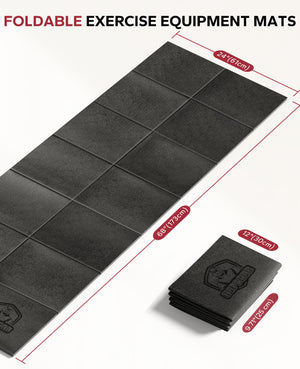 HAPBEAR Treadmill Mat – 68"x24"x1/5" Thick Non-Slip Foldable Exercise Equipment Mat for Walking Pad, Weight Bench & Treadmill – Shock Absorbing Floor Protector for Home Gym, Carpet & Hardwood Floors