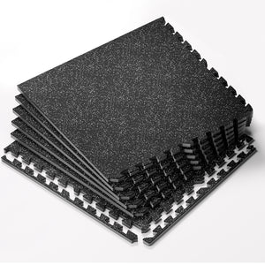 HAPBEAR 0.56'' Thick Exercise Equipment Mats - High-Density Rubber Top EVA Foam Interlocking Mats, 24x24in Tiles, Heavy-Duty Treadmill Mat for Hardwood Floors, Home Gym Mat