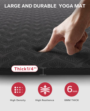 HAPBEAR Extra Large Yoga Mat - 72"x48"/78"x54", 1/4" & 1/3" Thick, Non-Slip, Durable, Eco-Friendly, Wide Exercise Mat for Home Workouts, Yoga, Pilates, Stretching, Meditation (Barefoot Exercise)